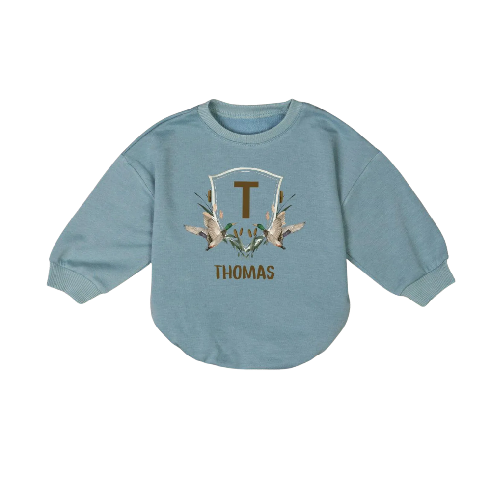 Personalized Mallard Duck Baby Romper Sweater, Custom Hunting Baby Romper Sweatshirt BB0217