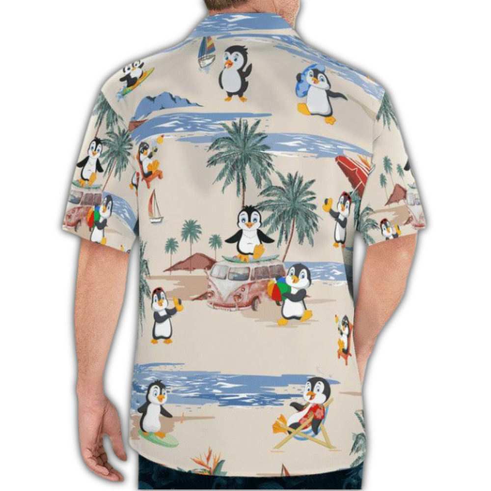 Penguin Tropical Hawaiian Shirt For Men Women, Penguin Beach Hawaiian Shirt HE0933