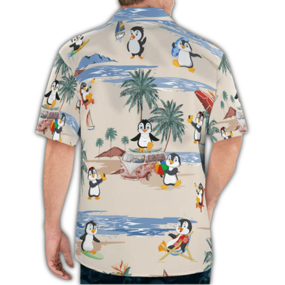 Penguin Tropical Hawaiian Shirt For Men Women, Penguin Beach Hawaiian Shirt HE0933