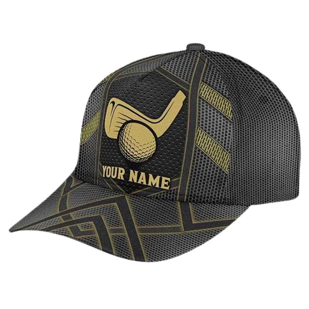 Custom Name Black Golf 3D Baseball Cap, Custom Caps Hats For Golfers CP0206