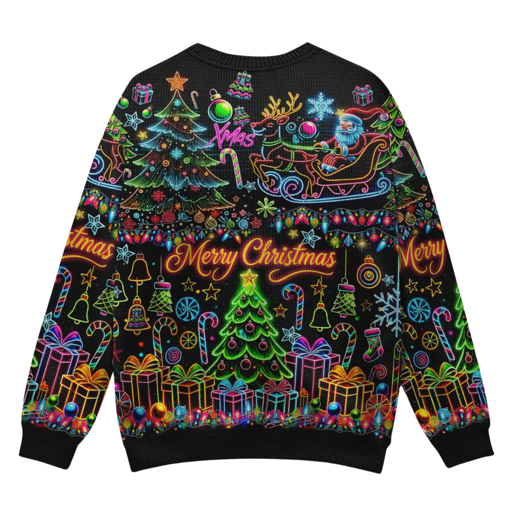 Merry Christmas Neon Pattern Ugly Sweater, Christmas Neon Sweatshirt 2D1223