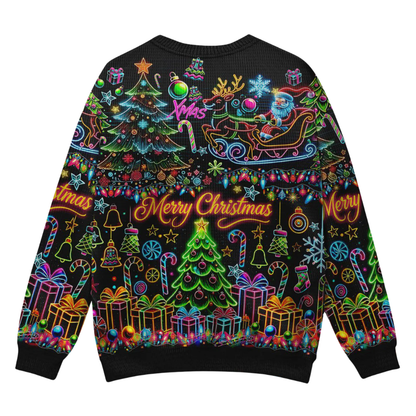 Merry Christmas Neon Pattern Ugly Sweater, Christmas Neon Sweatshirt 2D1223
