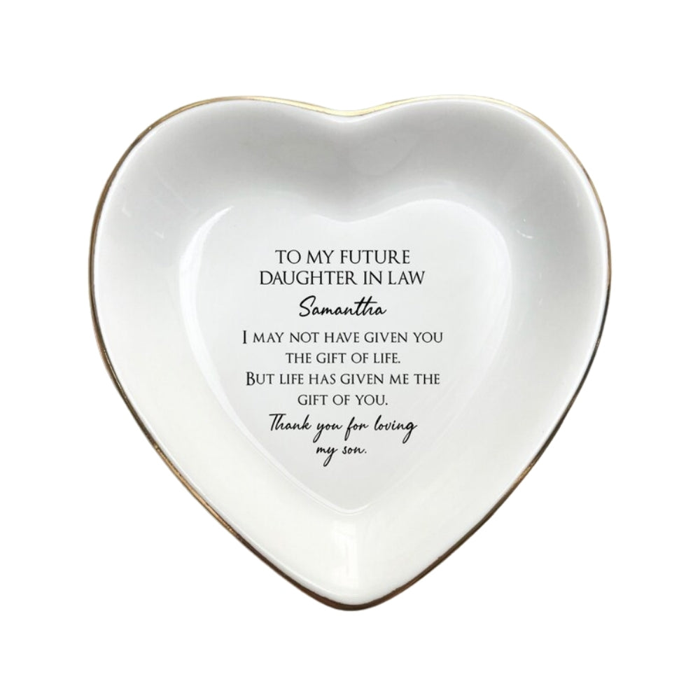 Personalized Future Daughter In Law Ring Dish, Custom Wedding Bridal Shower Jewelry Dish From Mother In Law WD0086
