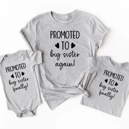 Promoted To Big Sister Again Matching Sibling Pregnancy Annoucement Shirt, Baby Announcement Matching Family Shirts ET0782