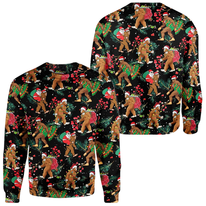 Funny Bigfoot Santa Christmas Ugly Sweatshirt, Sasquatch Christmas Sweatshirt 3D Printed 2D1294