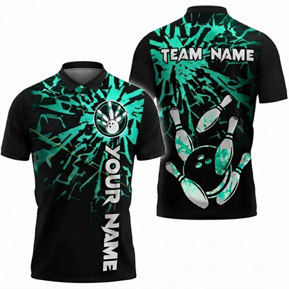 Custom Team Black Pink Bowling Polo Shirt For Mens, Custom Bowling Shirts BZ0528