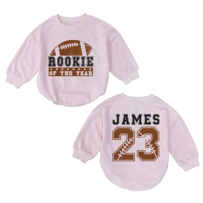 Rookie Of The Year Custom Football Baby Romper Sweatshirt, Custom Football Baby Romper Sweater BB0535