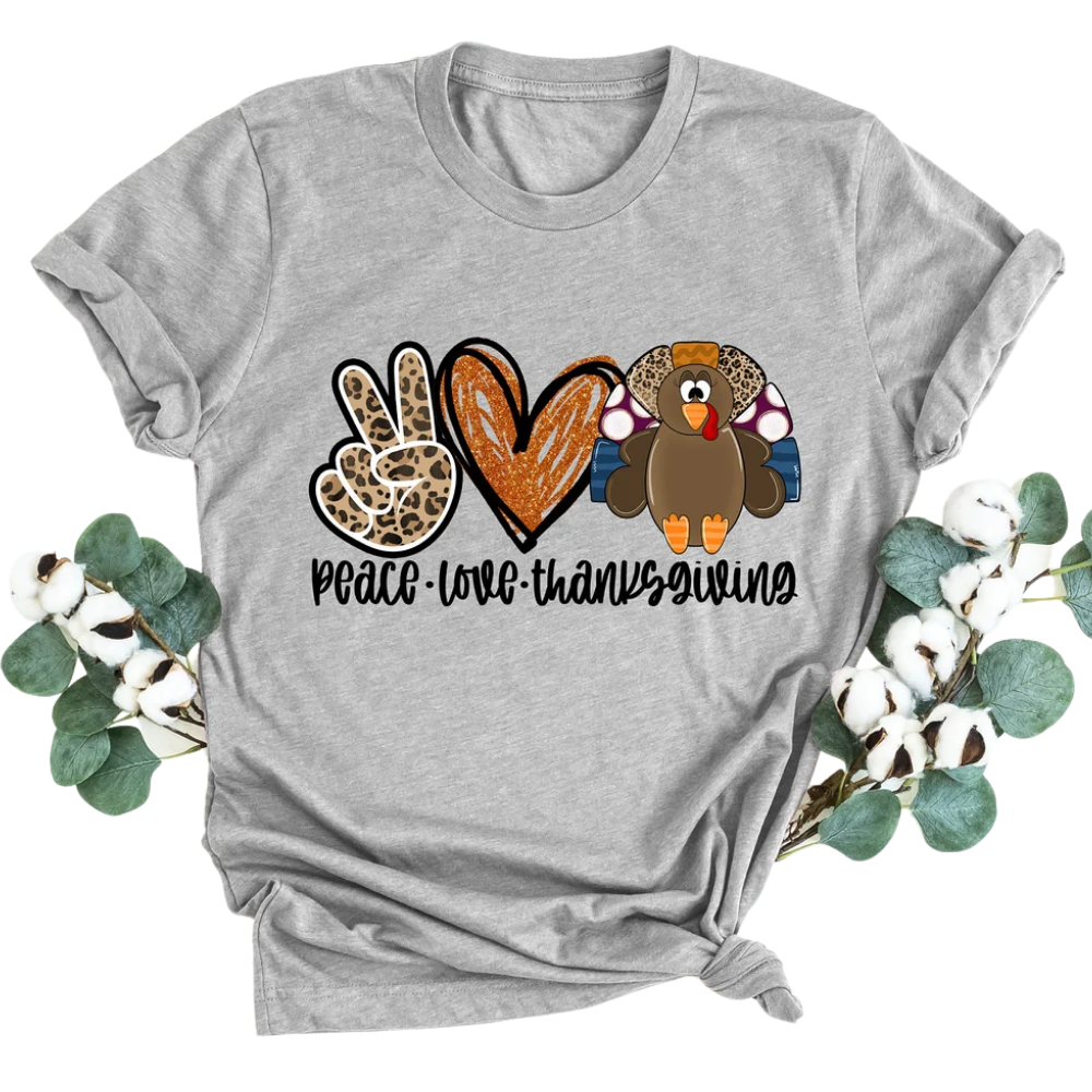 Turkey Peace Love Thanksgiving Family Matching T Shirt, Thanksgiving Matching Family Shirts ET1272