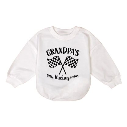 Grandpa's Little Racing Buddy Baby Romper Sweatshirt, Racing Baby Romper Sweater Father's Day BB0746