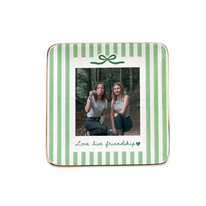 Custom Photo Bridesmaid Striped Jewelry Dish, Custom Photo Ring Dish For Bridesmaid WD0276