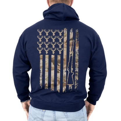 Camo American Flag Deer Hunting Hoodie For Men, Patriotic Hunting Hoodie 2D0718