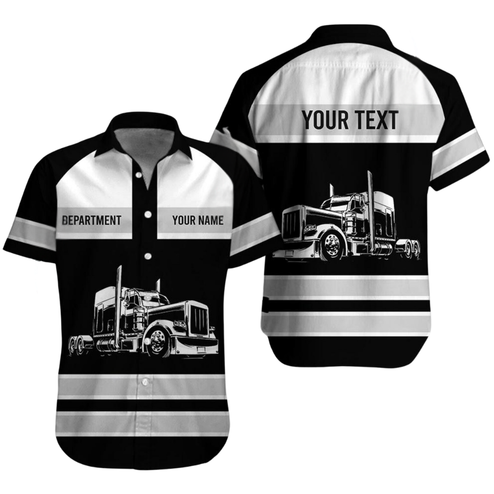 Personalized Semi Truck Hawaiian Shirt With Department, Custom Trucker Work Uniforms HE0682