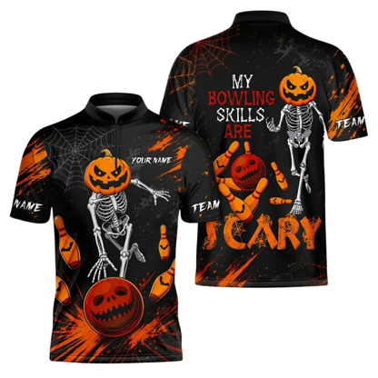 My Bowling Skills Are Scary Custom Bowling Jersey Shirts Mens, Custom Funny Halloween Bowling Team Shirts BZ1089