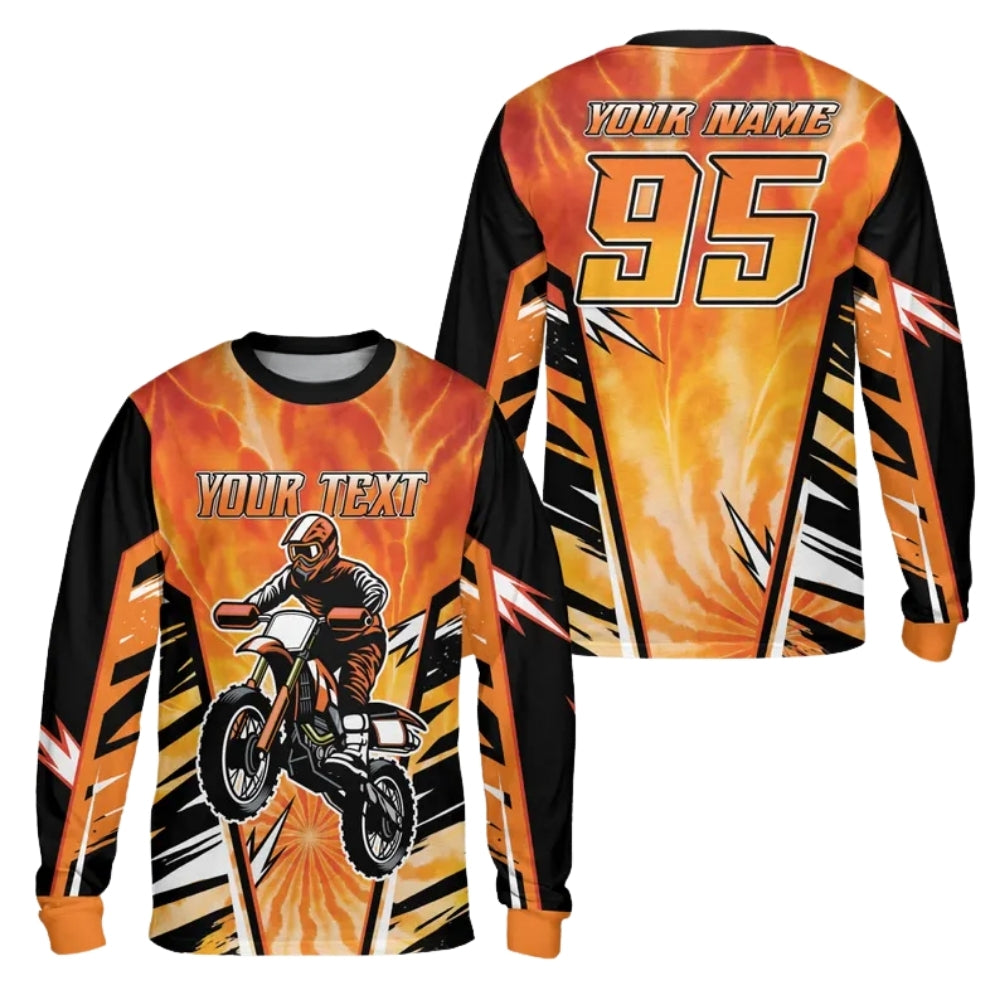 Custom Rider Motocross Long Sleeve Men's Jersey Yellow, Custom Racing Dirt Bike Shirts ME0054