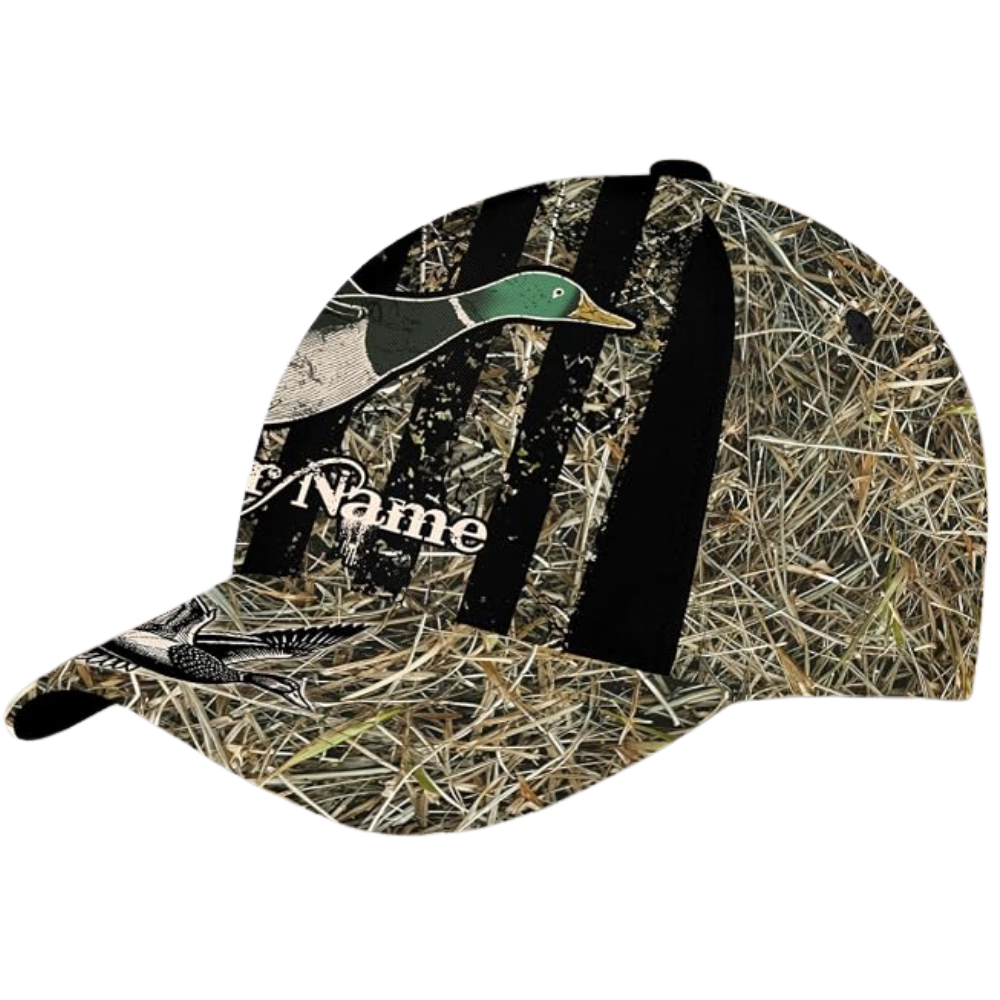 Custom US Flag Duck Hunting Baseball Cap, Custom Camo Duck Caps For Hunters CP0535