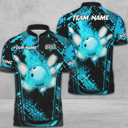 Bowling And Pins Abstract Grunge Texture Multicolor Option Customized Name 3D Bowling Jersey Shirt SO0561