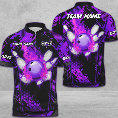 Bowling And Pins Abstract Grunge Texture Multicolor Option Customized Name 3D Bowling Jersey Shirt SO0561