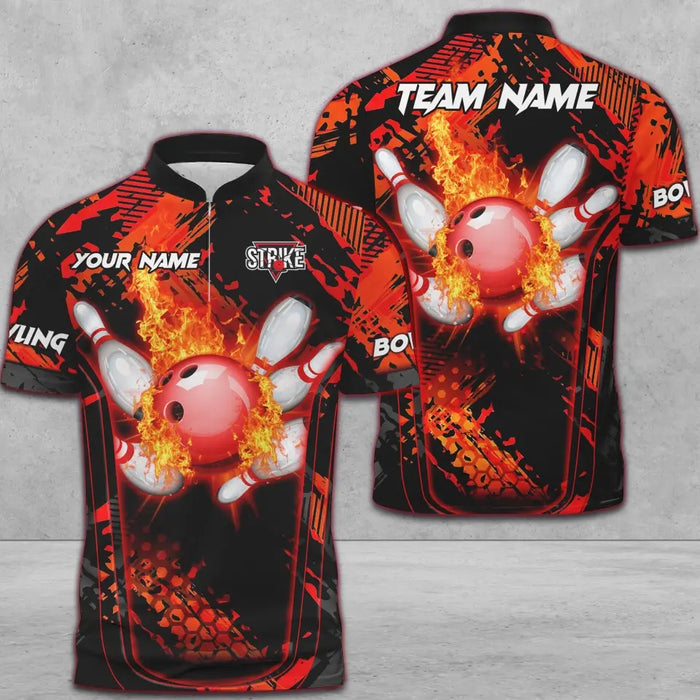 Bowling And Pins Abstract Grunge Texture Multicolor Option Customized Name 3D Bowling Jersey Shirt SO0561