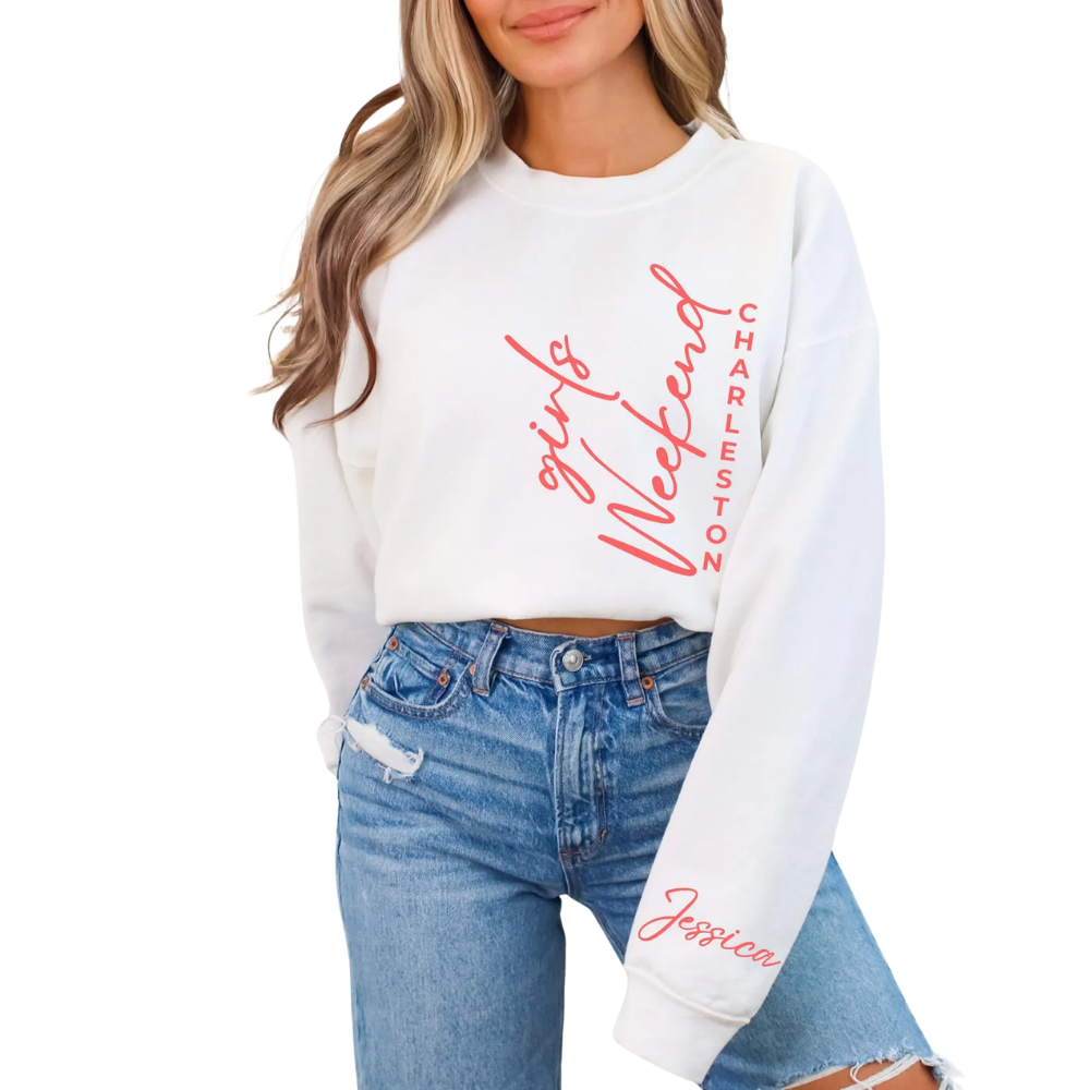 Custom Location Girls Weekend Matching Sweatshirts, Custom Girls Trip Sweatshirts ET1553