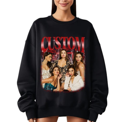 Custom Photo Your Girlfriend Boyfriend Bootleg Sweatshirt, Custom Photo Sweatshirt For Valentine Day 2D0828