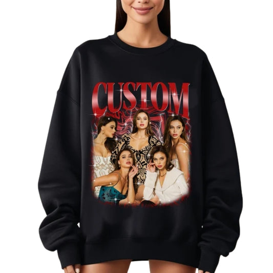 Custom Photo Your Girlfriend Boyfriend Bootleg Sweatshirt, Custom Photo Sweatshirt For Valentine Day 2D0828