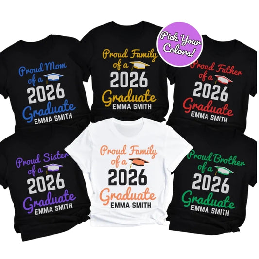 Proud Family Of A Graduate Personalized Matching Family Graudation T Shirts, Custom Class Of Matching Shirts For Family ET0518