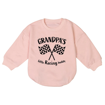 Grandpa's Little Racing Buddy Baby Romper Sweatshirt, Racing Baby Romper Sweater Father's Day BB0746