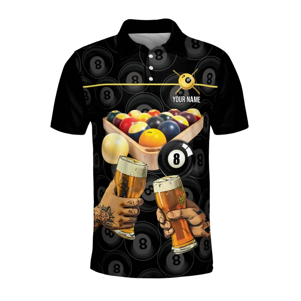 Pool And Beer That's Why I Am Here Custom Beer Billiard Men Polo Shirt, Custom Funny Beer Billiard Team Shirts BIZ0163