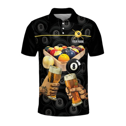 Pool And Beer That's Why I Am Here Custom Beer Billiard Men Polo Shirt, Custom Funny Beer Billiard Team Shirts BIZ0163