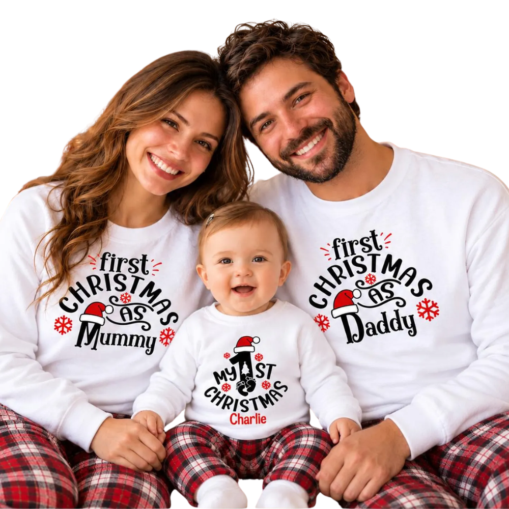 Custom My First Christmas Family Matching Sweatshirt, Custom First Christmas Family Sweatshirt ET1659