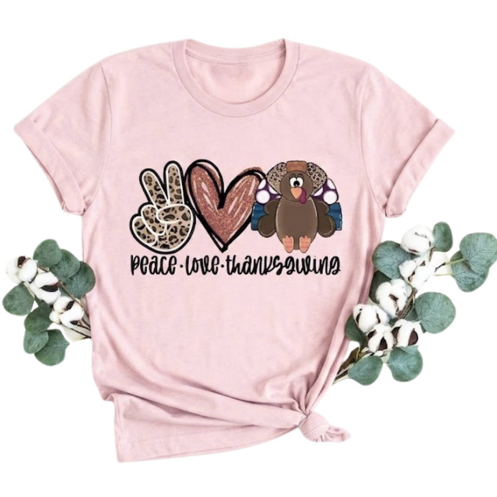 Turkey Peace Love Thanksgiving Family Matching T Shirt, Thanksgiving Matching Family Shirts ET1272