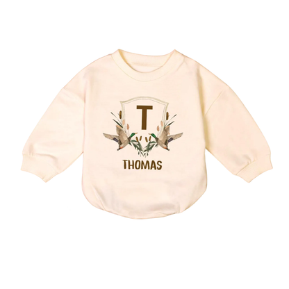Personalized Mallard Duck Baby Romper Sweater, Custom Hunting Baby Romper Sweatshirt BB0217
