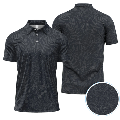 Men's Tropical Golf Polo Shirt Black Grey, Tropical Golf Shirt GZ0363