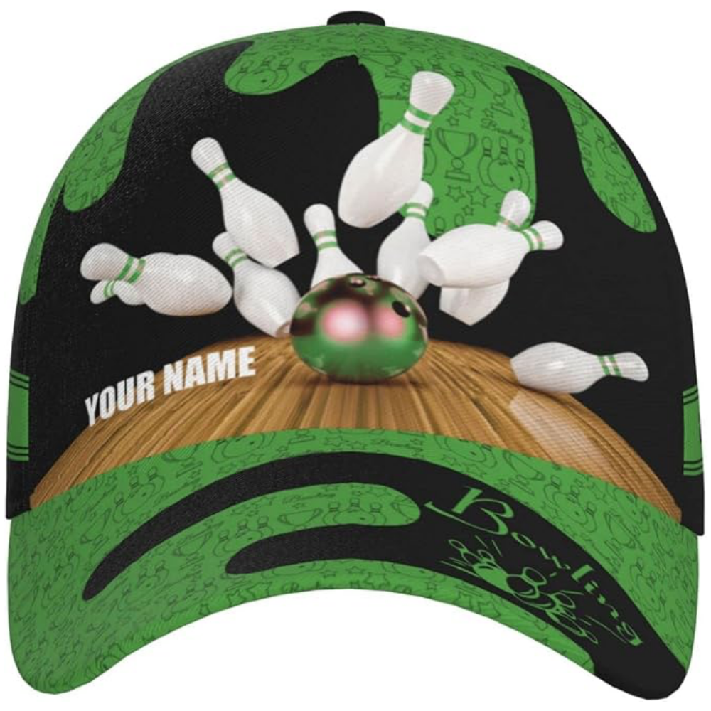 Personalized Bowling Green Black Baseball Cap, Custom Bowling Hat 3D Printed CP0625