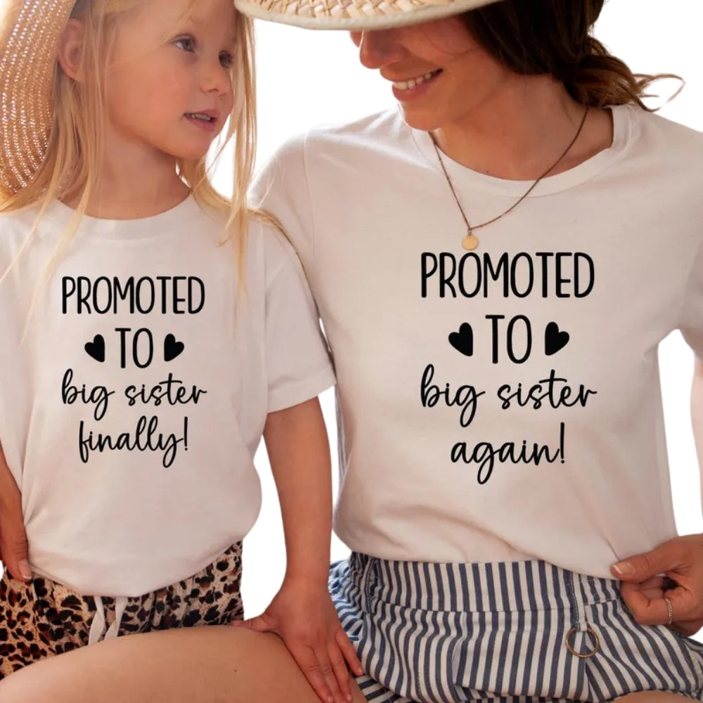 Promoted To Big Sister Again Matching Sibling Pregnancy Annoucement Shirt, Baby Announcement Matching Family Shirts ET0782