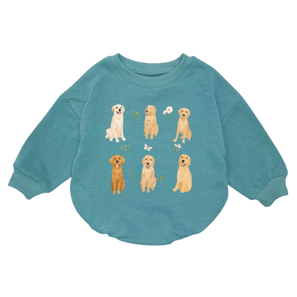 Baby Golden Retriever Romper Sweatshirt, Golden Retriever Dog Lover Baby Romper Sweatshirt BB0090