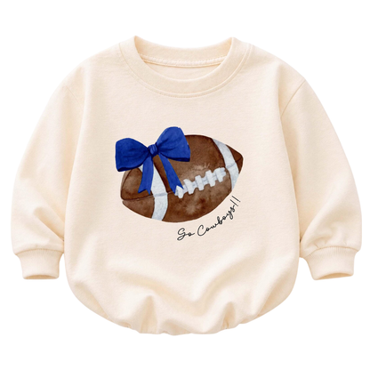 Custom Football Baby Romper Sweatshirt, Custom Baby Football Sweater BB0850