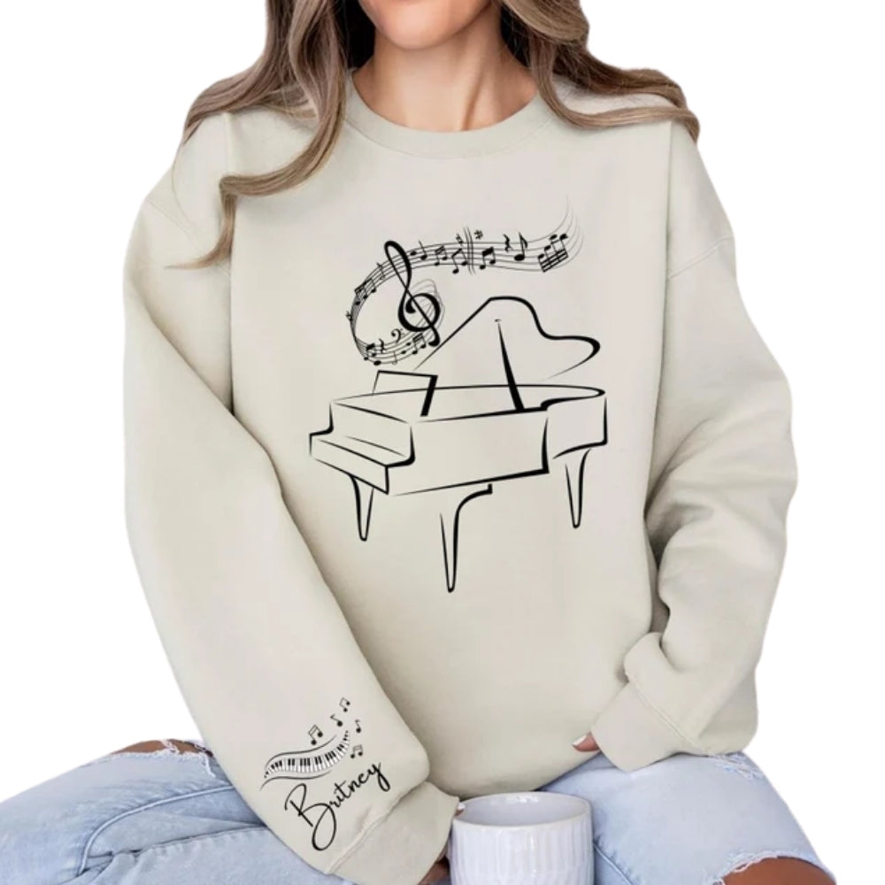 Custom Name Pianist Musician Sweatshirt, Custom Piano Player Sweatshirt 2D0745