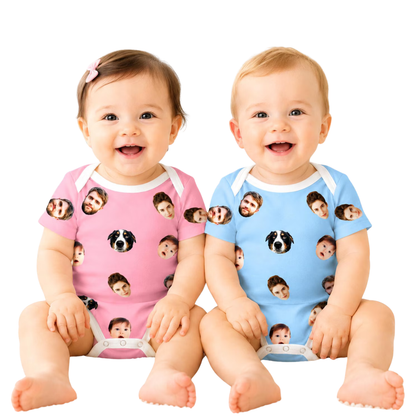 Custom Face Pet 3D Baby Bodysuit, Personalized Photo Baby Bodysuit BB0899