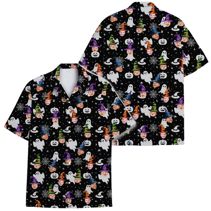 Halloween Custom Kids Faces Hawaiian Shirt For Men Women, Personalized Halloween Funny Hawaiian Shirt With Photo HE0728