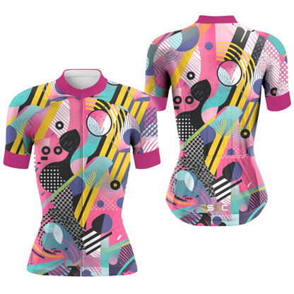 Colorful Cycling Short Sleeve Jersey For Laides, Womens Colorful Cycling Jersey CG0861