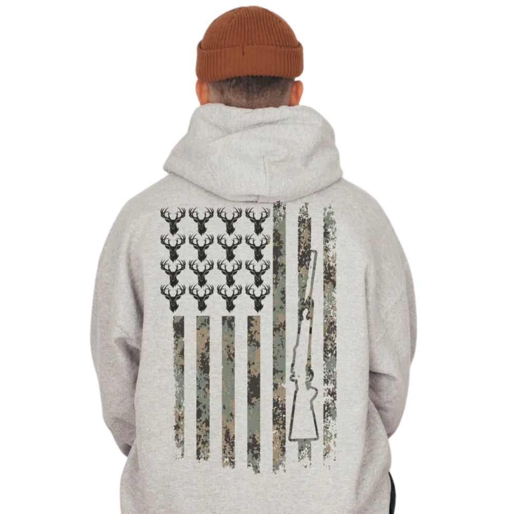 Camo American Flag Deer Hunting Hoodie For Men, Patriotic Hunting Hoodie 2D0718