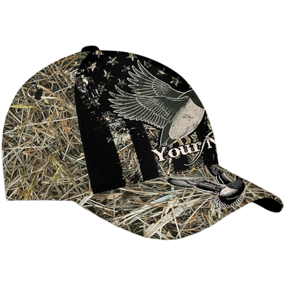 Custom US Flag Duck Hunting Baseball Cap, Custom Camo Duck Caps For Hunters CP0535