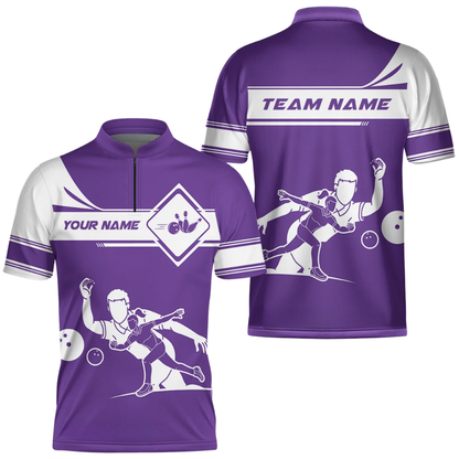 Custom Blue And White Bowling Team Jersey For Men, Custom Bowling Shirt BZ0637
