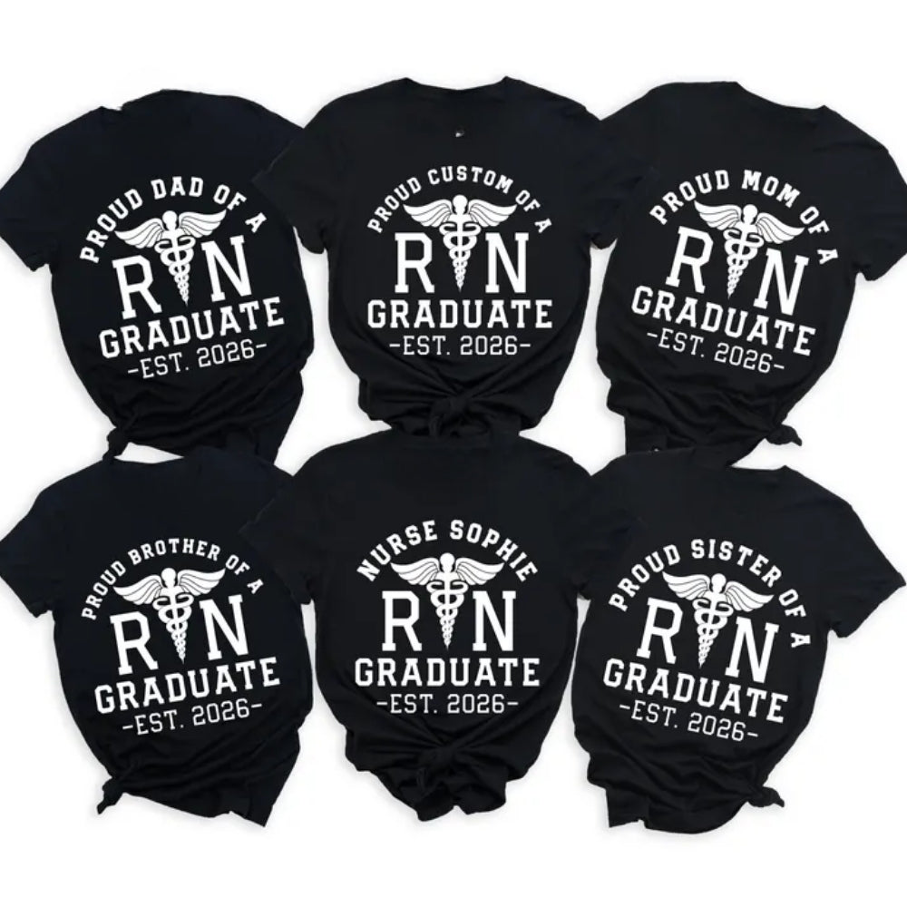 Custom Nurse Graduation Matching Family T Shirts, Personalized Registered Nurse Grad Matching Shirts For Family ET0668