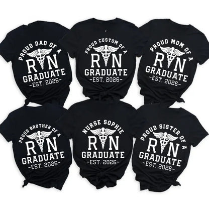 Custom Nurse Graduation Matching Family T Shirts, Personalized Registered Nurse Grad Matching Shirts For Family ET0668