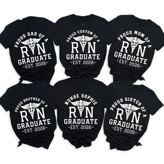 Custom Nurse Graduation Matching Family T Shirts, Personalized Registered Nurse Grad Matching Shirts For Family ET0668