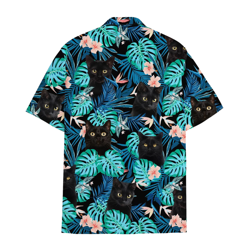 Black Cat Tropical Hawaiian Shirt For Men And Women, Cat Lovers Hawaiian Shirts HE0275