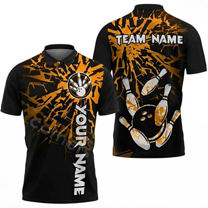 Custom Team Black Pink Bowling Polo Shirt For Mens, Custom Bowling Shirts BZ0528