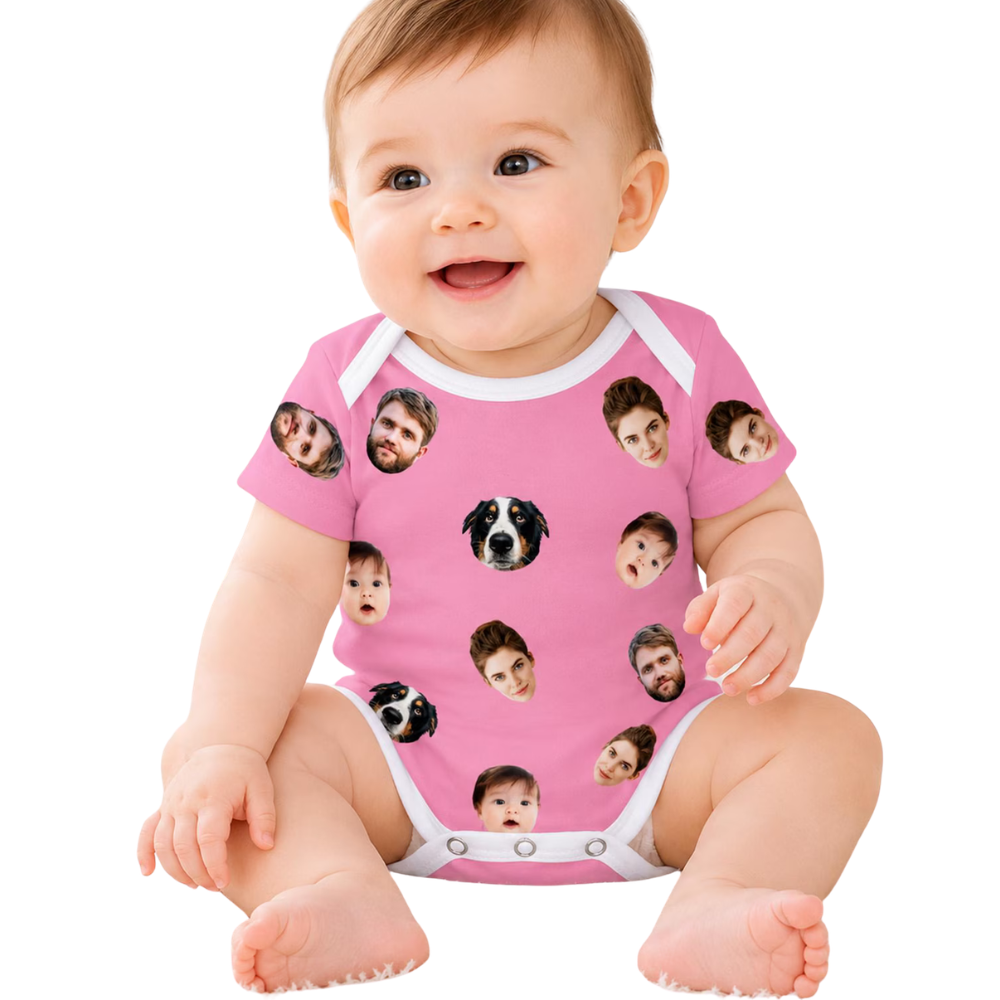 Custom Face Pet 3D Baby Bodysuit, Personalized Photo Baby Bodysuit BB0899